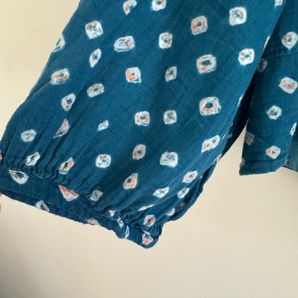 V. DE. VINSTER‎ Tess Ikat Cotton Gauze Top Blue M - Picture 7 of 9
